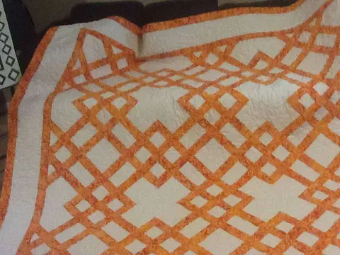 Cream and Orange Celtic Quilt, photo 1 of 2