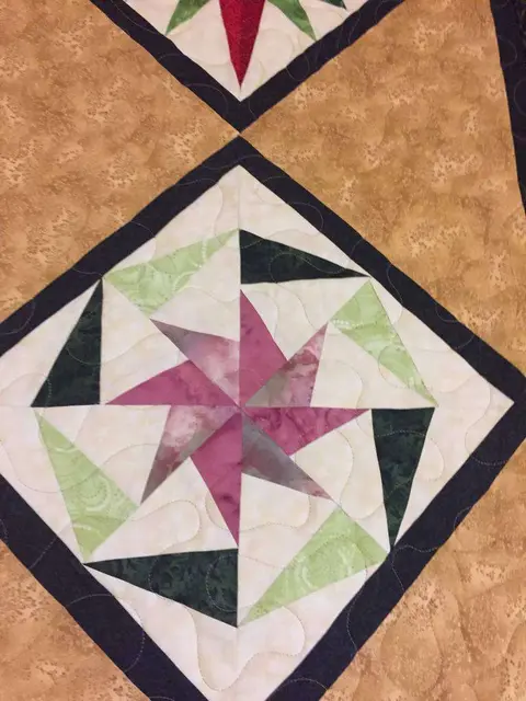 Paper Pieced Stars Brown Quilt