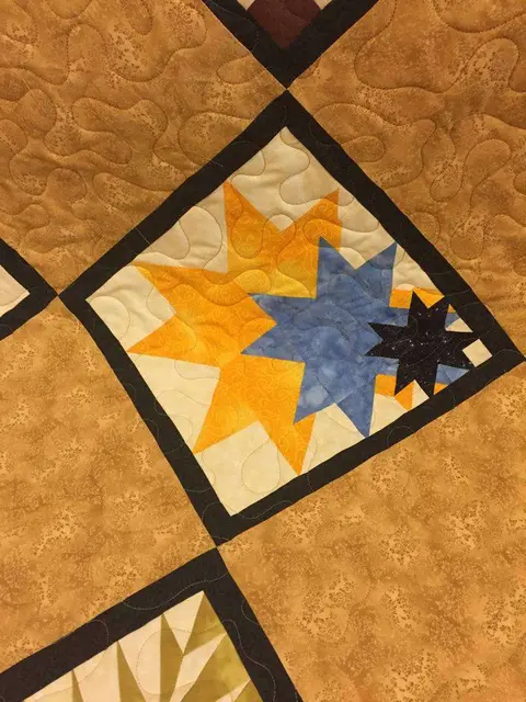 Paper Pieced Stars Brown Quilt, photo 3 of 26