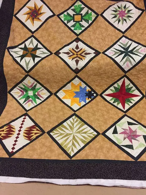 Paper Pieced Stars Brown Quilt, photo 4 of 26