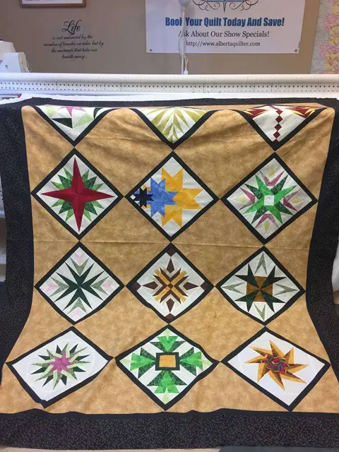 Paper Pieced Stars Brown Quilt, photo 6 of 26