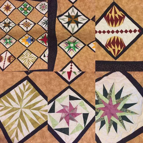 Paper Pieced Stars Brown Quilt, photo 7 of 26