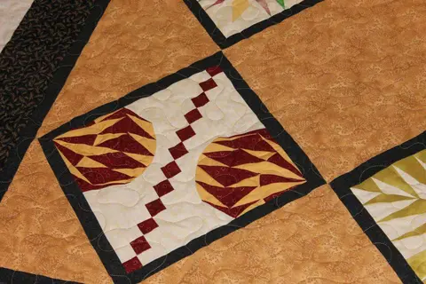 Paper Pieced Stars Brown Quilt, photo 10 of 26