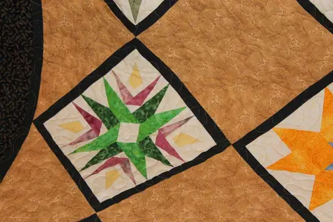 Paper Pieced Stars Brown Quilt, photo 11 of 26