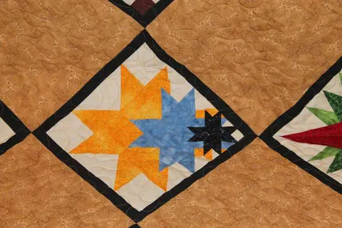 Paper Pieced Stars Brown Quilt, photo 12 of 26