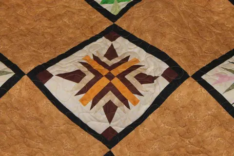 Paper Pieced Stars Brown Quilt, photo 13 of 26