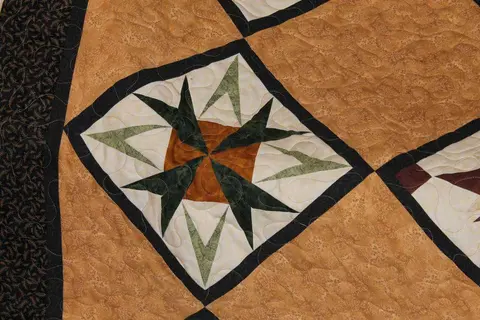 Paper Pieced Stars Brown Quilt, photo 14 of 26