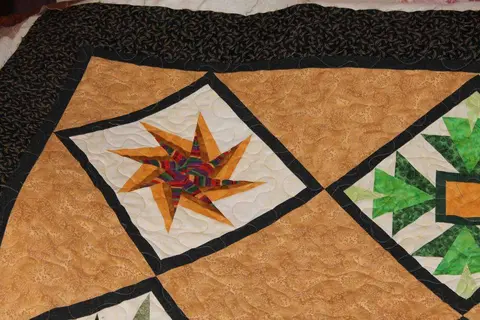 Paper Pieced Stars Brown Quilt, photo 15 of 26