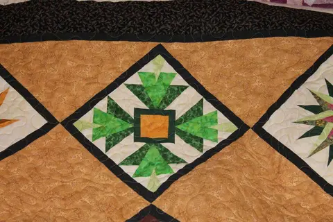 Paper Pieced Stars Brown Quilt, photo 16 of 26