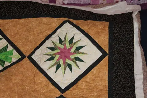 Paper Pieced Stars Brown Quilt, photo 17 of 26