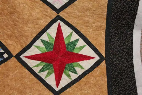 Paper Pieced Stars Brown Quilt, photo 19 of 26