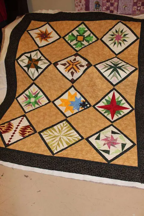 Paper Pieced Stars Brown Quilt, photo 20 of 26