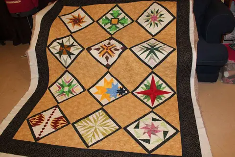 Paper Pieced Stars Brown Quilt, photo 21 of 26
