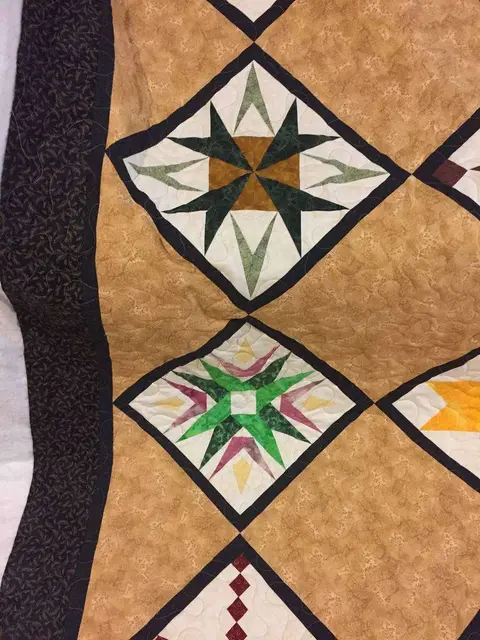 Paper Pieced Stars Brown Quilt, photo 22 of 26