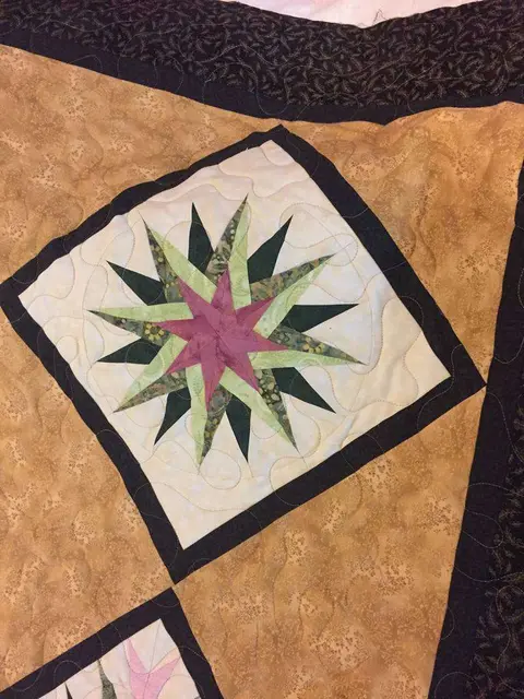 Paper Pieced Stars Brown Quilt, photo 25 of 26